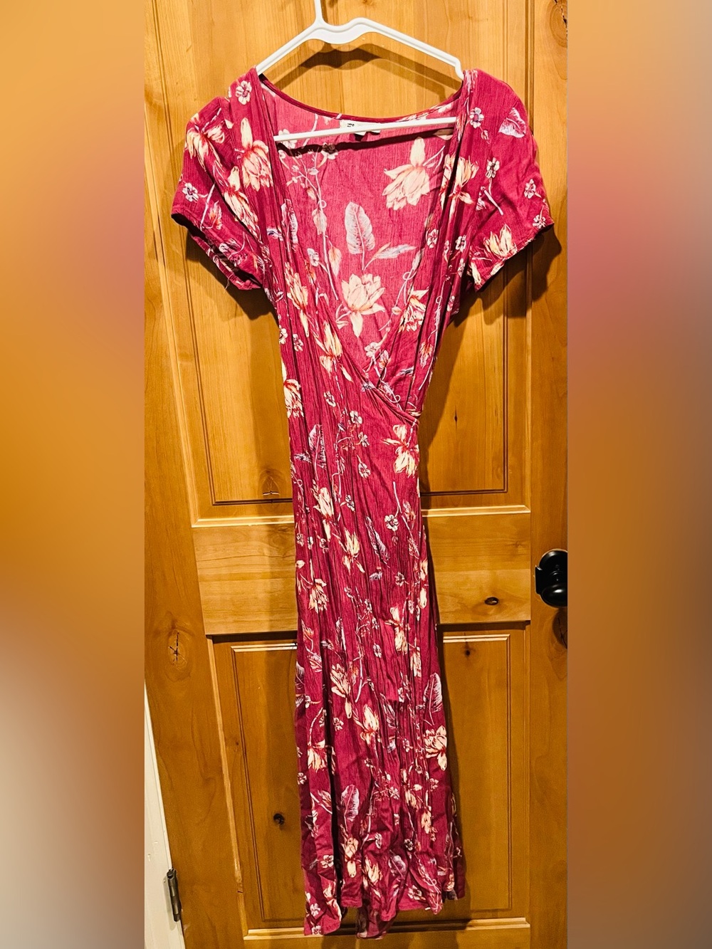 Billabong Deep Rose Floral Wrap Maxi Dress